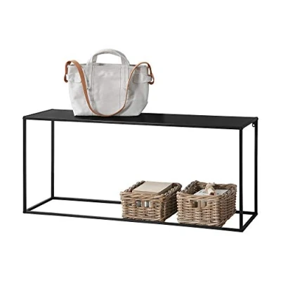 Image de Table Console d&#039;Appoint Industriel en Métal Résistant 50 x 115 32 cm Noir Mat