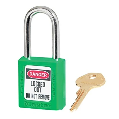 Image de Master Lock 410GRN Cadenas de Consignation en Thermoplastique pour Installations Mécaniques, Vert, Anse 3,8 x 2 cm