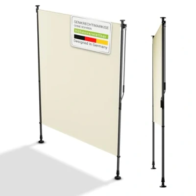 Image de Juskys Store Vertical Barbados 150x310 cm à Pince Extensible, Protection Solaire &amp; Visuelle, Résistant aux Intempéries UV, Déperlant Beige