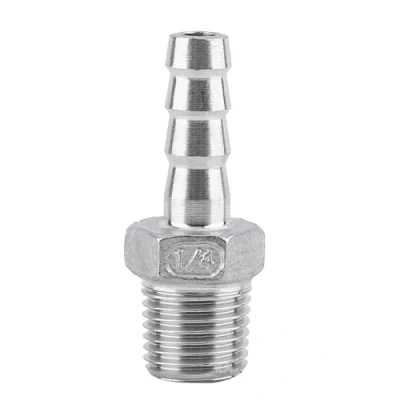 Image de Connecteur Cannelé en Acier Inoxydable, BSP 1/8 &quot; 3/4&quot; Inoxydable Tuyau SS304 Raccord de Filetage Mâle Queue (1/4 * 8mm)
