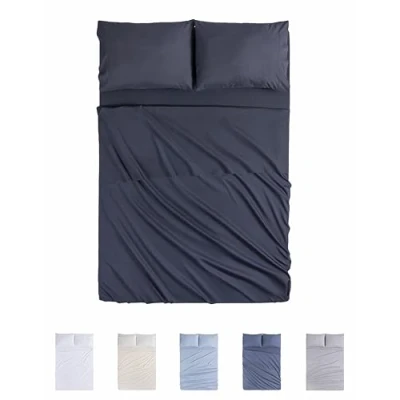 Image de Todocama Underzy 4002 Parure de lit 4 pièces avec Drap Housse et 2 taies d&#039;oreiller 50 x 80 cm (lit 135 190/200 cm, Gris foncé)