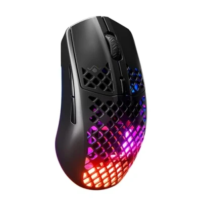 Image de SteelSeries Aerox 3 Wireless Souris gaming RGB trouée Design étanche ultra léger Capteur optique 18K DPI TrueMove Air Onyx