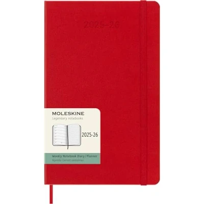 Image de Moleskine Weekly Planner 2025 2026, Agenda Hebdomadaire 18 Mois avec Espace pour Notes, Couverture Rigide et Fermeture Élastique, Format Large 13 x 21 cm, Couleur Rouge Ecarlate