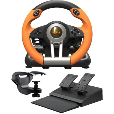 Image de PXN V3 Pro Volant de Course, avec Pedale 180 PC, Retour Vibration, Palettes Changement Vitesse pour PS3, PS4, Switch, Xbox one et Series S &amp; X Orange