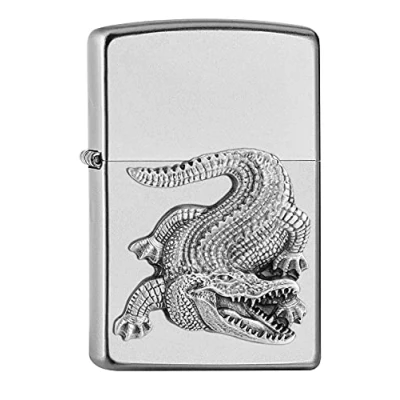 Image de ZIPPO Croco emblème Satin Chrome Briquet tempête, Rechargeable, dans Un boîte Cadeau