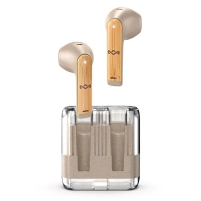 Image de Marley House of Zion Écouteurs Bluetooth sans Fil avec Microphone Intégré, 16h d&#039;Autonomie, Intra Auriculaires, Boîtier USB C, Matériaux Durables, Crème