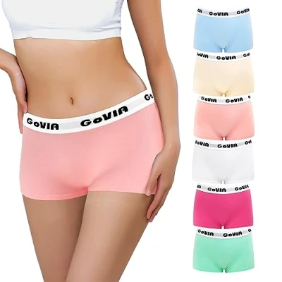 Image de Libella Boxer Femme Coton Shorty Shorts Caleçons Femmes Lot de 6 Shorties Culotte sans Couture Basics Panty Multicolore 3921C S