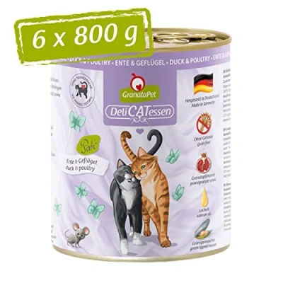 Image de GranataPet Delicatessen Lot de 6 boîtes 800 g Nourriture Humide au Canard et à la volaille pour Chats gourmets sans céréales Sucre ajoutés