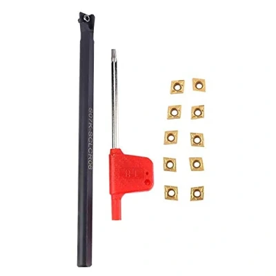 Image de 1PCS S10K SCLCR06 Porte outil de tournage + 10PCS CCMT060204 HM YBC251 Inserts Wrench, Alloy Steel Wood Turning Tools Lathe Set