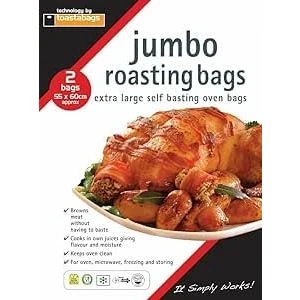 Image de Lot de 2 Sacs à rôtir Flavour Seal pour four et micro ondes cuisson parfaits du poulet, poisson, la viande, dinde des légumes 55 cm x 60