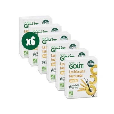Image de GOOD GOÛT Les Biscuits Tout Ronds Vanille Bébé Dès 10 Mois Bio Sans Huile de Palme 4 Sachets Lot 6