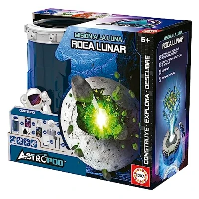 Image de Educa Mission vers la Lune ; Rocher lunaire, découvrez une civilisation extraterrestre perdue en creusant mystérieuse roche lunaire assemblez le cube et déchiffrez les messages cachés, à partir