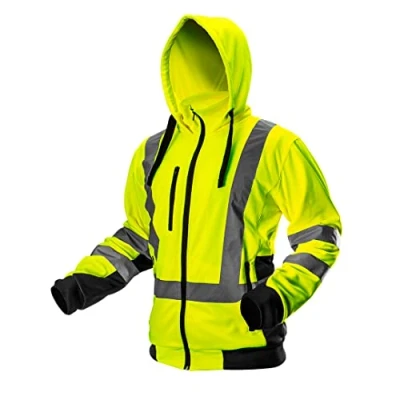 Image de NEO TOOLS Veste de sécurité pour hommes Col montant Avec capuche Manches longues Doublure intérieure en polaire 240 g/m² 100 % polyester bandes réfléchissantes, jaune, L