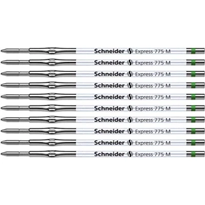 Image de Schneider Express 775 7764 Lot de 10 recharges à pointe moyenne pour stylo bille Norme ISO 12757 2 H Vert