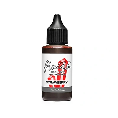 Image de Octopus Fluids Resin Ink STRAWBERRY, Encre à l&#039;alcool pour résine époxy et UV, couleur résine, rouge, 30 ml