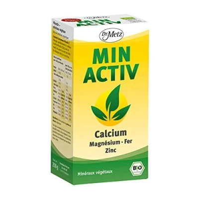 Image de Minactiv poudre minérale basique, bio, 250 g calcium végétal pour les os magnésium muscles &amp; nerfs fer la formation du sang sélénium