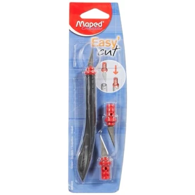 Image de Maped Scalpel Easy&#039;cut sécurité 1 de Précision Coupe Tout avec 3 Lames et Embout Sécurisé Outil Découpe Loisir Créatif