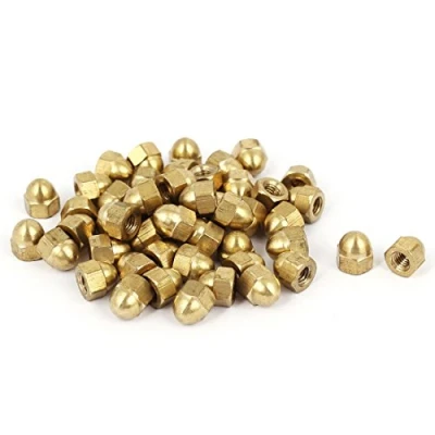 Image de sourcing map 50pcs Écrou Borgne Laiton M4 Hexagonal Dôme Clou Décoratif pour Vis Boulon