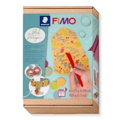 Image de Staedtler FIMO Set de création 4 pains pâte à modeler 25 Grammes + 3 cutters, 2 accessoires modelage &amp; instructions