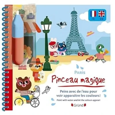 Image de pinceau magique Paris Livre bilingue coloriage à l&#039;eau avec un À partir de 3 ans