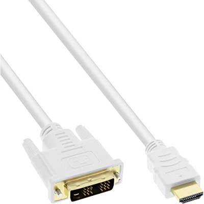 Image de InLine Câble vidéo audio HDMI DVI (M) pour D 50 cm blindé blanc