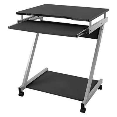 Image de VASAGLE Bureau Mobile, Table Informatique avec roulettes, d’Ordinateur Support Clavier Coulissant, Montage Simple, Stable, pour la Maison et Le Bureau, Noir LCD811B
