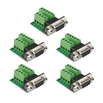 Image de Futheda Lot de 5 connecteurs D sub DB9 pour Carte dérivation 9 Broches 2 rangées Femelles RS 232 Port série sans Soudure avec écrous positionnement