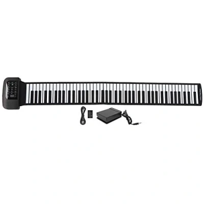 Image de piano roulé à la main, en silicone 88 touches, électronique portable et rechargeable, conception de structure audio professionnelle étanche, pour adulte débutant(88 touches)