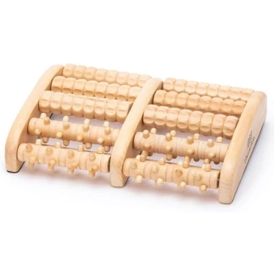 Image de TheraFlow Masseur Pieds Double Taille Acupression Shiatsu Original Soulagement Fasciitis Plantaire Schéma Réflexologie Plantaire/Mode d’emploi Bois (XLarge)