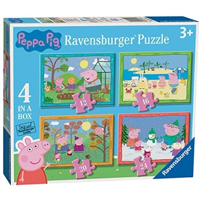 Image de Ravensburger Peppa Pig Quatre Saisons Boîte de 10,2 cm (12, 16, 20, 24 pièces) Puzzles pour Enfants à partir 3 Ans