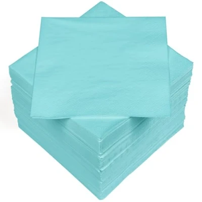 Image de HEKU 30241 05 : Lot de 100 serviettes en papier monochromes triple épaisseur, 33 x cm, bleu clair