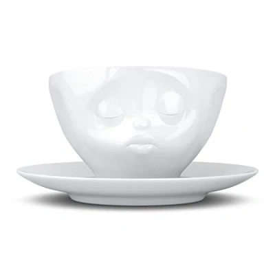Image de FiftyEight T014201 Tasse à café en Porcelaine Dure avec Motif embrassant Blanc 200 ML
