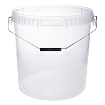 Image de BenBow Seau avec Couvercle 30l Transparent 5X Alimentaire, Stable, étanche à l&#039;air, Anti Fuite, inodore récipient de Conservation en Plastique, poignées Vide