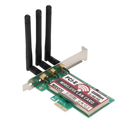 Image de ASHATA Carte Wi FI Double Bande 450 Mbps, Adaptateur PCI Express sans Fil réseau pour Ordinateurs de Bureau XP / 8/8.1/10 (WIE4530)