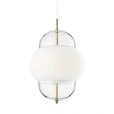 Image de DESIGN BY US Suspension Shahin XL, Ø 38 cm, à 5 lampes, blanc / transparent, verre