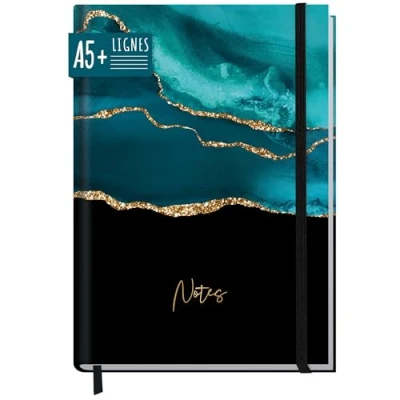 Image de Trendstuff by Häfft carnet ligné A5+ avec élastique [Shiny Teal] de 156 pages, 78 feuilles comme bullet journal, journal intime, notes
