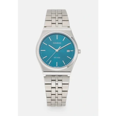 Image de Casio Watch Unisex Montre silvercoloured/petrol blue, Taille: One Size, Silver coloured/petrol blue