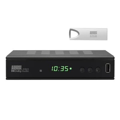 Image de August DVB415 Décodeur TNT HD (MPEG4 / H.264) Boitier de réception DVB T/DVB T2 et Lecteur Multimédia avec Sortie HDMI Audio Numérique Coaxial Enregistreur TV via USB