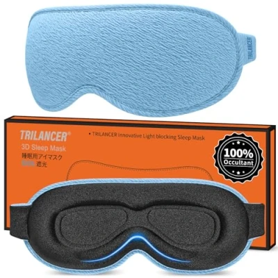 Image de Masque de Nuit Innovant 2024, Trilancer Bandeau Sommeil les yeux, Cache œil Dormir,Masque Sommeil, Voyage Avion Méditation Siestes, Accessoires pour Hommes et Femmes, Bloque la Lumière (Bleu)