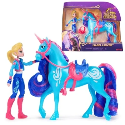 Image de Unicorn Academy L&#039;Ecole des Licornes Licorne River + Poupée Isabel Licorne, et Accessoires À Collectionner Jouets Inspirés De La Série Jouet Enfant 4 Ans