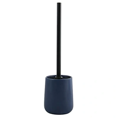Image de MSV, Brosse WC avec Support Céramique, Modèle MAONIE, Poils résistants à l&#039;usure, 10,4x38,8cm, Poser, Serviteur Non Fixe, Design Classique et élégant, Bleu Foncé Mat
