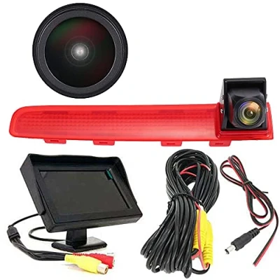 Image de HD Auto IP68 1280pixels Haut Lampe Freinage lumière Vue arrière Caméra de recul Peut Ajuster l&#039;angle Vision Nocturne Compatible avec V W Multivan T5 T6 Diesel 7EF,7EM,7EN,7HF Transporter Caravelle