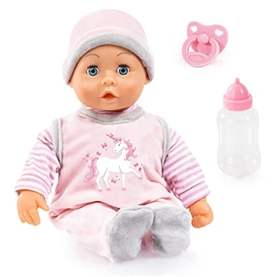 Image de Bayer Design 93824CF Poupée Interactive, Poupon parlante, Ferme Les Yeux, biberon, tétine, 38 cm avec Sons