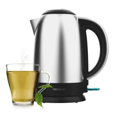 Image de Cecotec Bouilloire Électrique de 1,7L Thermosense 200 Steel. 2200W, Corps en Acier Inoxydable, Base Rotative à 360º, Indicateur Lumineux, Double Système Protection.