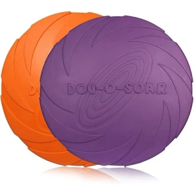 Image de PETCUTE Frisbees pour Chien, 2 PCS Frisbee de Jouet Interactif Frisbee, Disque Volant en Caoutchouc Jeux Sport Exercice Activité Et Jeu Plein, Grand Moyens Chiens,ø 18 cm