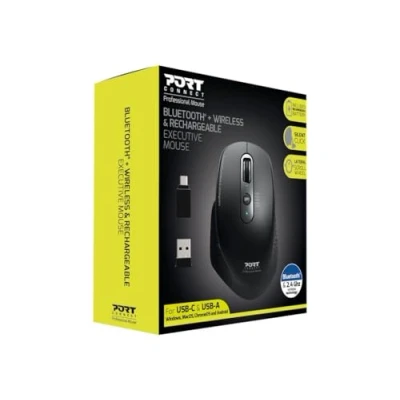 Image de Port Connect Souris sans Fil 2.4 ghz Bluetooth USB a &amp; c Executive Rechargeable ambidextre 5 Boutons Silencieux dpi Ajustable Noir