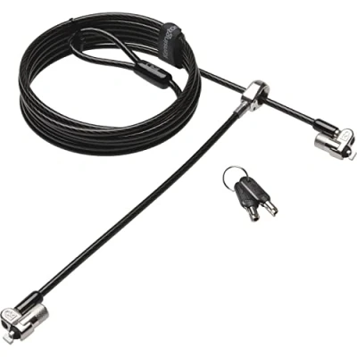Image de Kensington Twin MicroSaver 2.0 Câble de sécurité à deux Verrous pour Ordinateur Portable avec Technologie Verrouillage T Bar et en Acier Carbone 2,4 m Long (K65048WW)