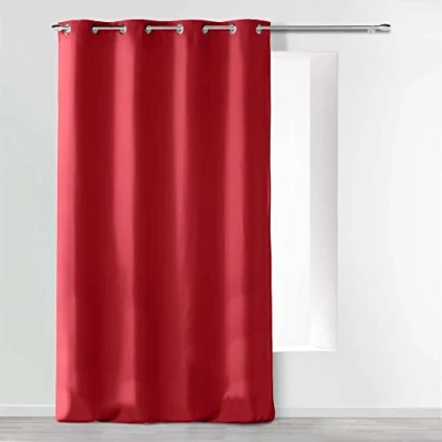Image de douceur d&#039;intérieur, Rideau à Oeillets (140 x 260 cm) Absolu Rouge, Microfibre