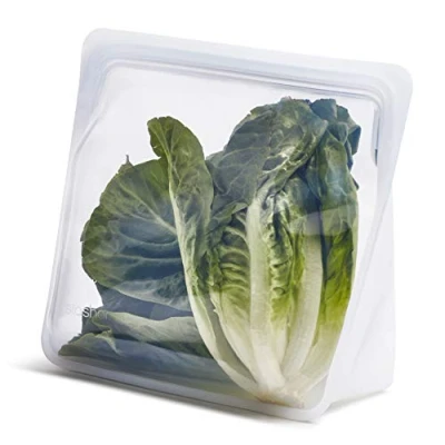 Image de Stasher sac en silicone pour aliments, Stand Up Mega (Transparent) Sacs de congélation réutilisables zip lavable 24,1 x 27,9 3,8 cm / 3 L