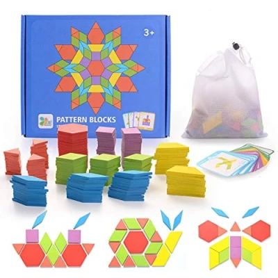 Image de HellDoler Puzzle en Bois Jouets 155 Piècess Tangrams Blocs de Modèle Classiques Montessori éducatifs avec 24 Cartes Conception pour Enfant